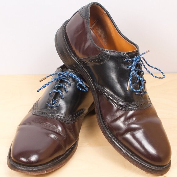 Allen Edmonds Men's Shoe 11D 🇺🇸 Shelton Saddle Balmoral Black Oxblood GUC - Picture 1 of 8